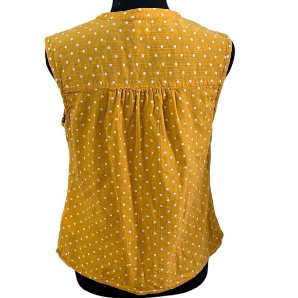 Old Navy Yellow Sleeveless Button Down White Polka Dots Cotton XS - Picture 2 of 3